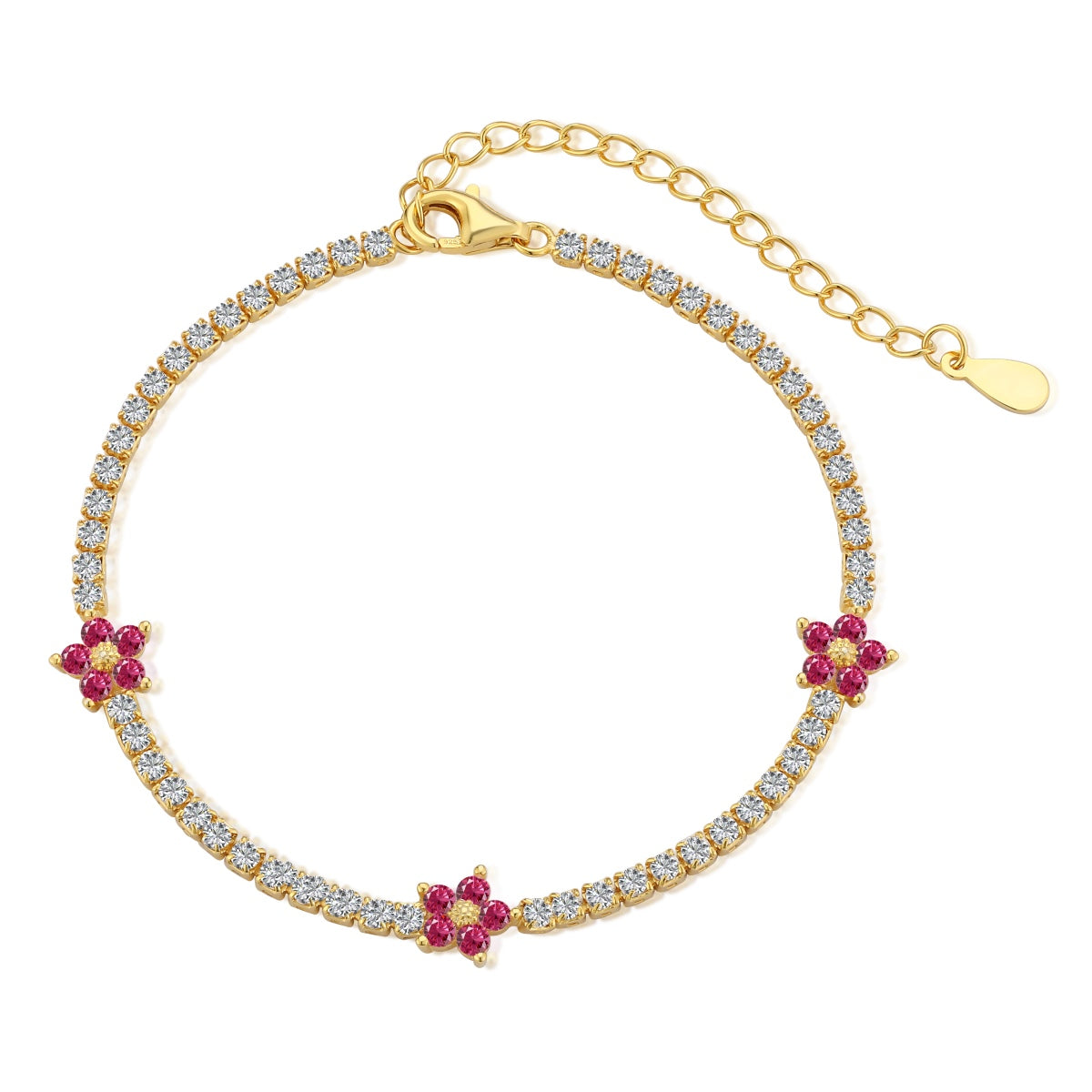 [Charm Aries Jewelry]Sparkling Flower Shape Tennis Bracelet