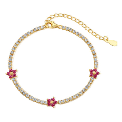 [Charm Aries Jewelry]Sparkling Flower Shape Tennis Bracelet