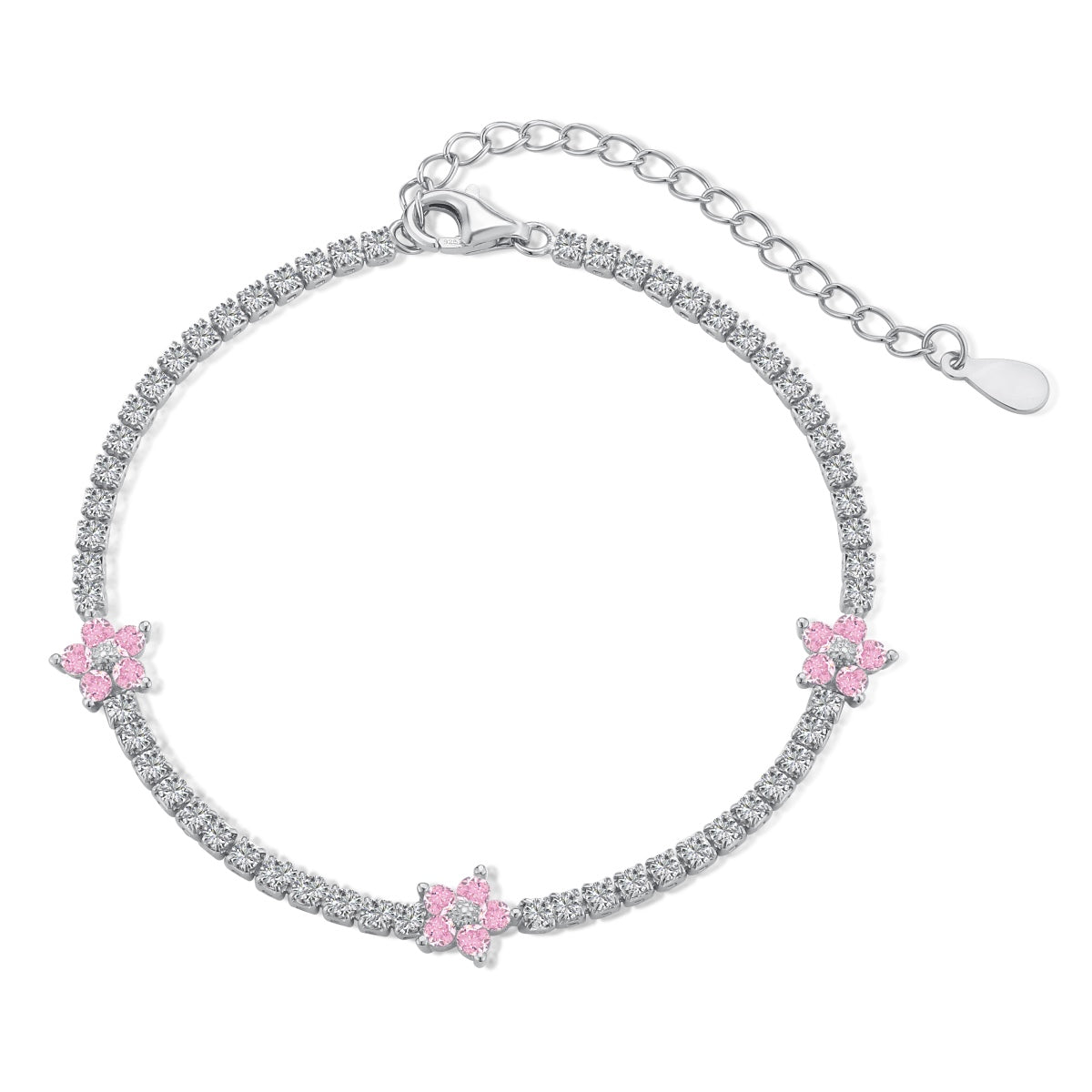 [Charm Aries Jewelry]Sparkling Flower Shape Tennis Bracelet