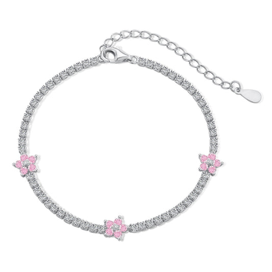 [Charm Aries Jewelry]Sparkling Flower Shape Tennis Bracelet