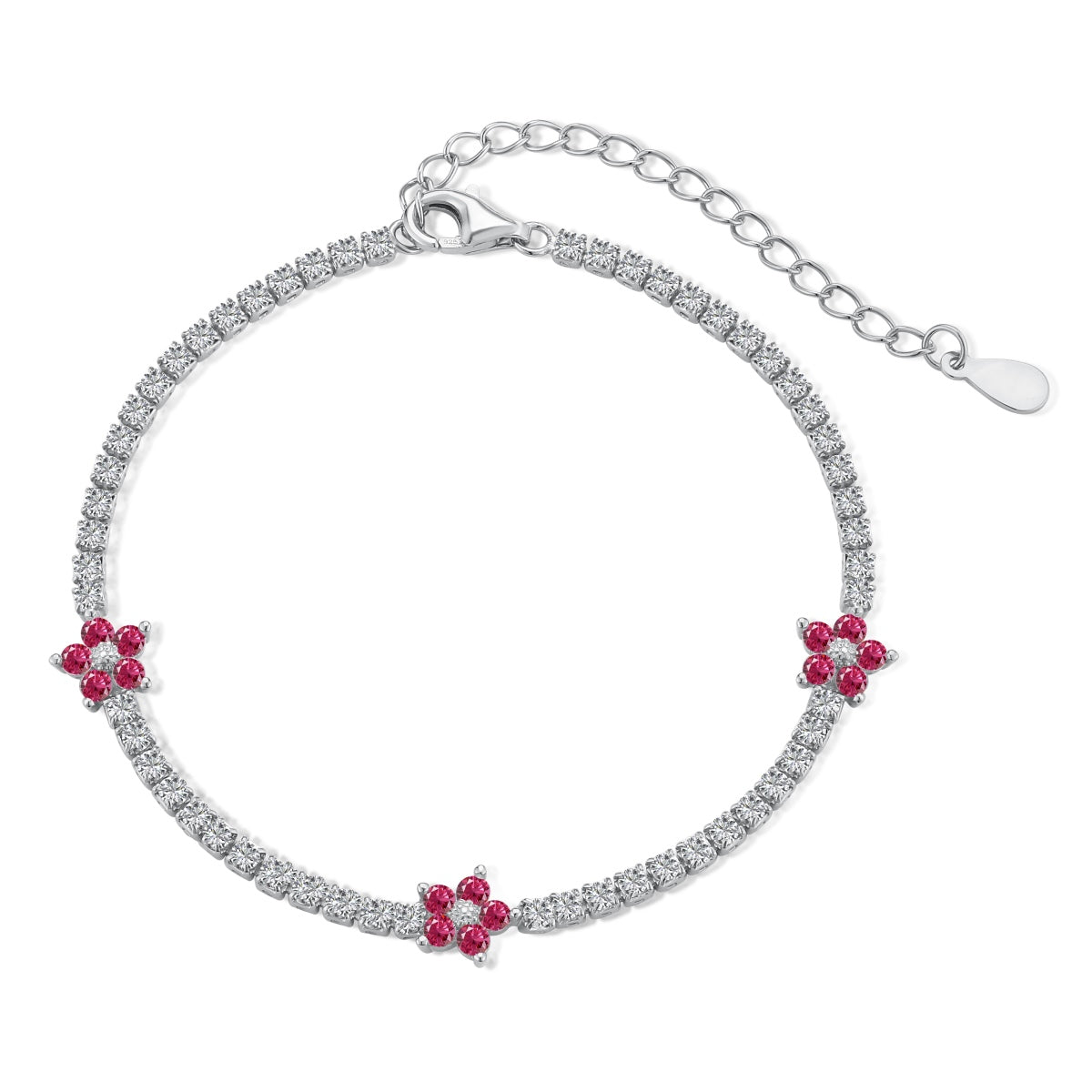 [Charm Aries Jewelry]Sparkling Flower Shape Tennis Bracelet