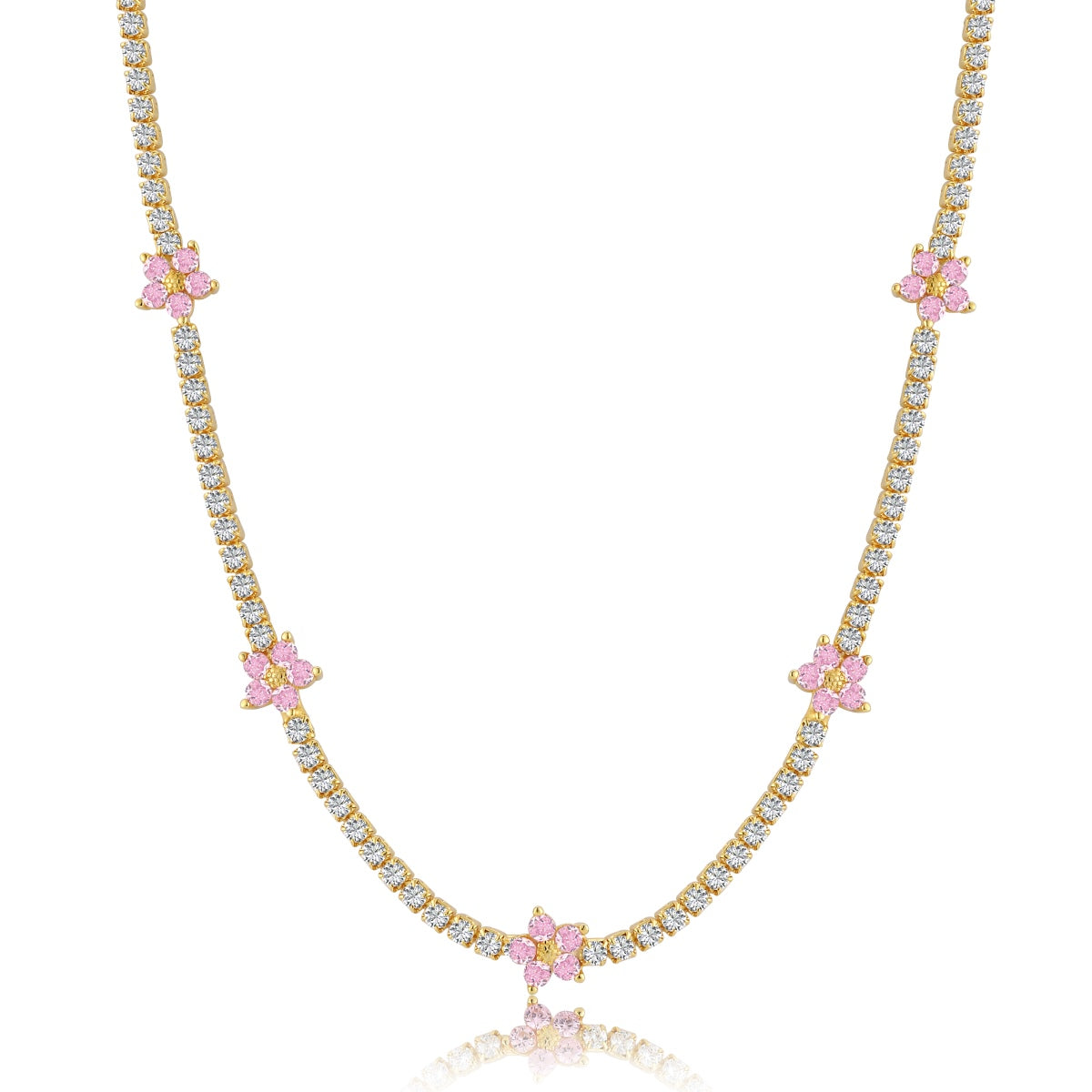[Charm Aries Jewelry]Luxurious Colorful Flower Tennis Necklace
