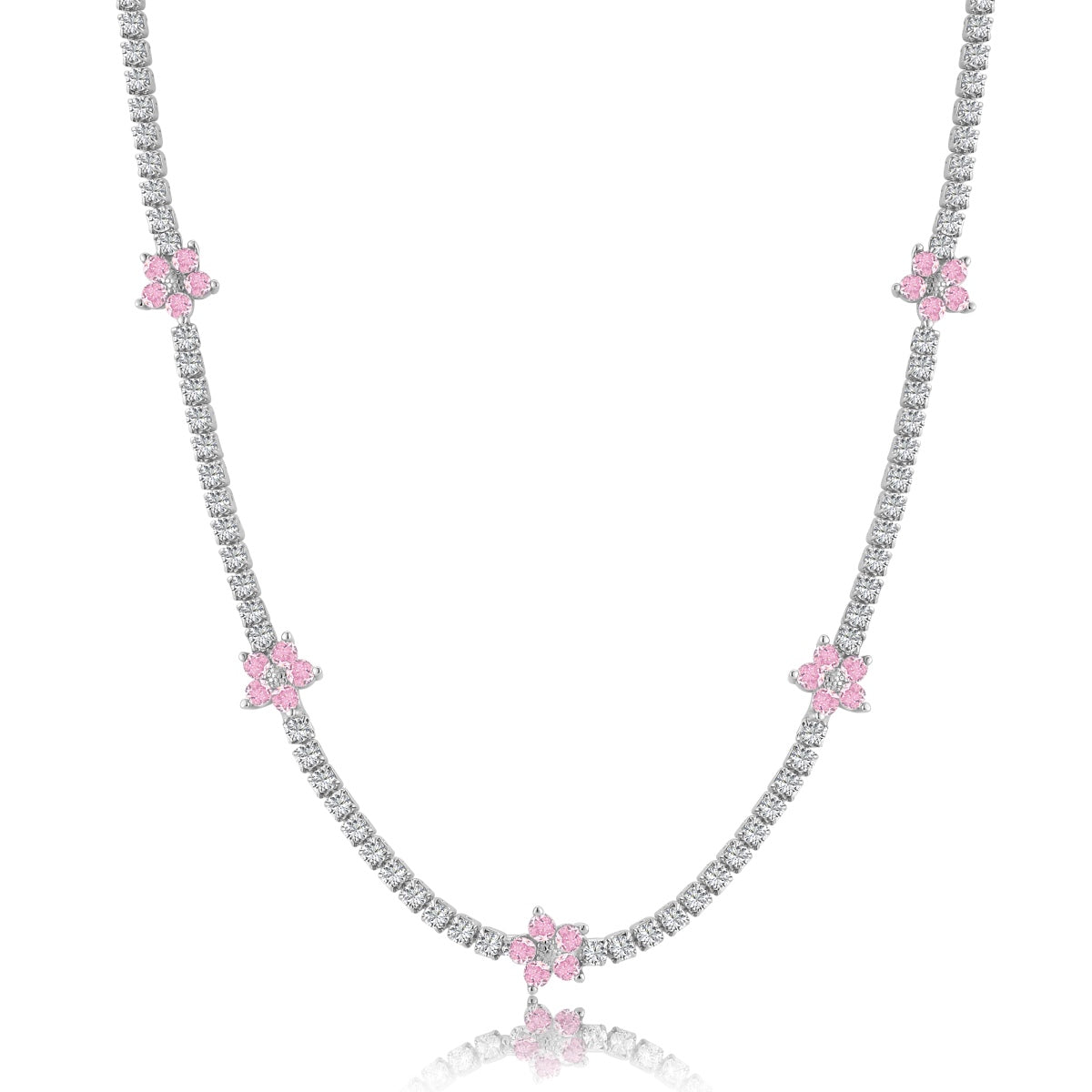 [Charm Aries Jewelry]Luxurious Colorful Flower Tennis Necklace