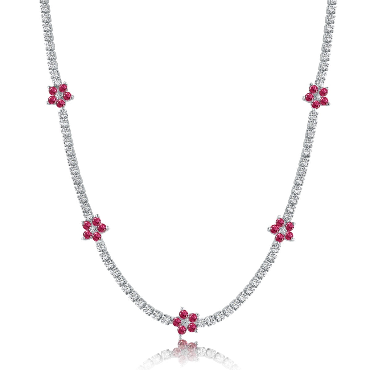 [Charm Aries Jewelry]Luxurious Colorful Flower Tennis Necklace