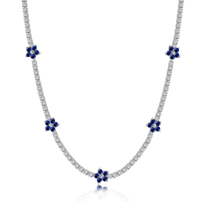[Charm Aries Jewelry]Luxurious Colorful Flower Tennis Necklace