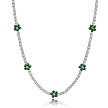 [Charm Aries Jewelry]Luxurious Colorful Flower Tennis Necklace