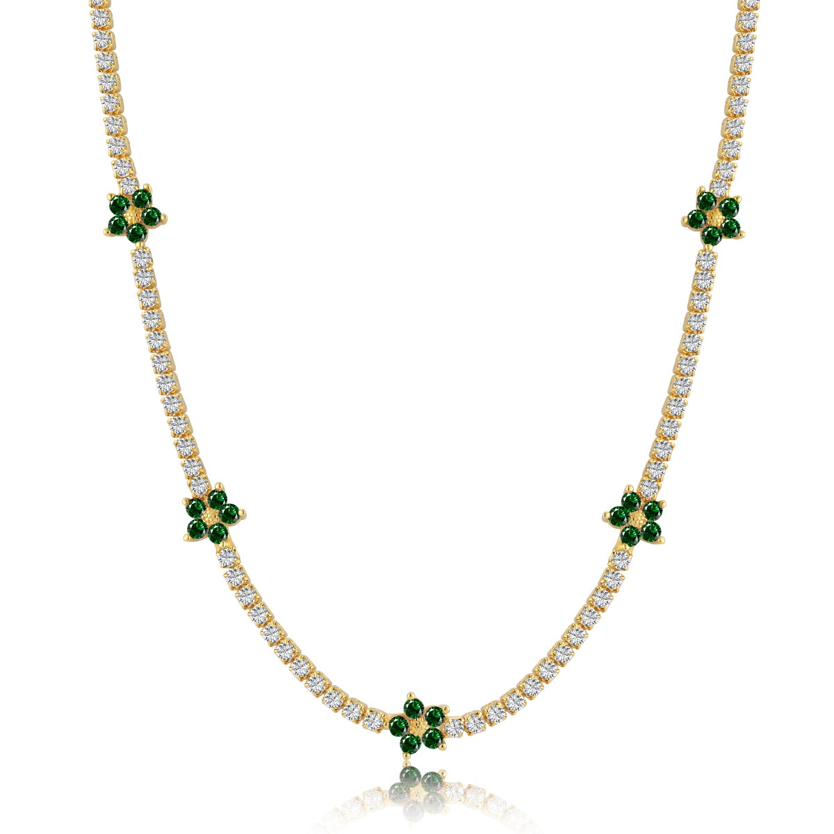[Charm Aries Jewelry]Luxurious Colorful Flower Tennis Necklace