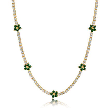 [Charm Aries Jewelry]Luxurious Colorful Flower Tennis Necklace
