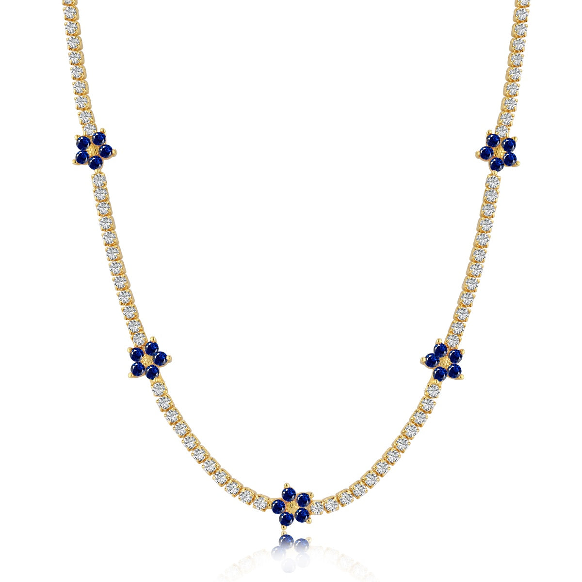 [Charm Aries Jewelry]Luxurious Colorful Flower Tennis Necklace