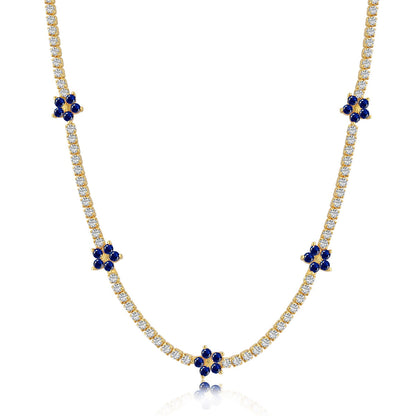 [Charm Aries Jewelry]Luxurious Colorful Flower Tennis Necklace