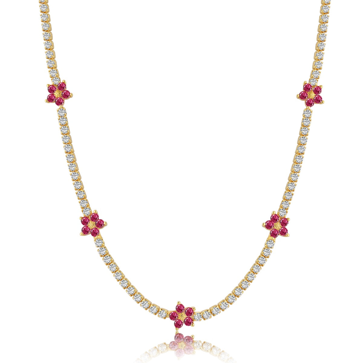 [Charm Aries Jewelry]Luxurious Colorful Flower Tennis Necklace