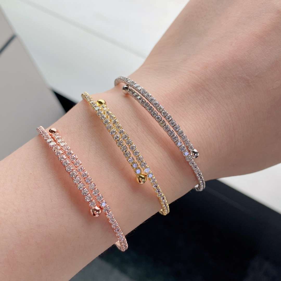 [Charm Aries Jewelry]Row of Diamonds Round Fashion Bracelet