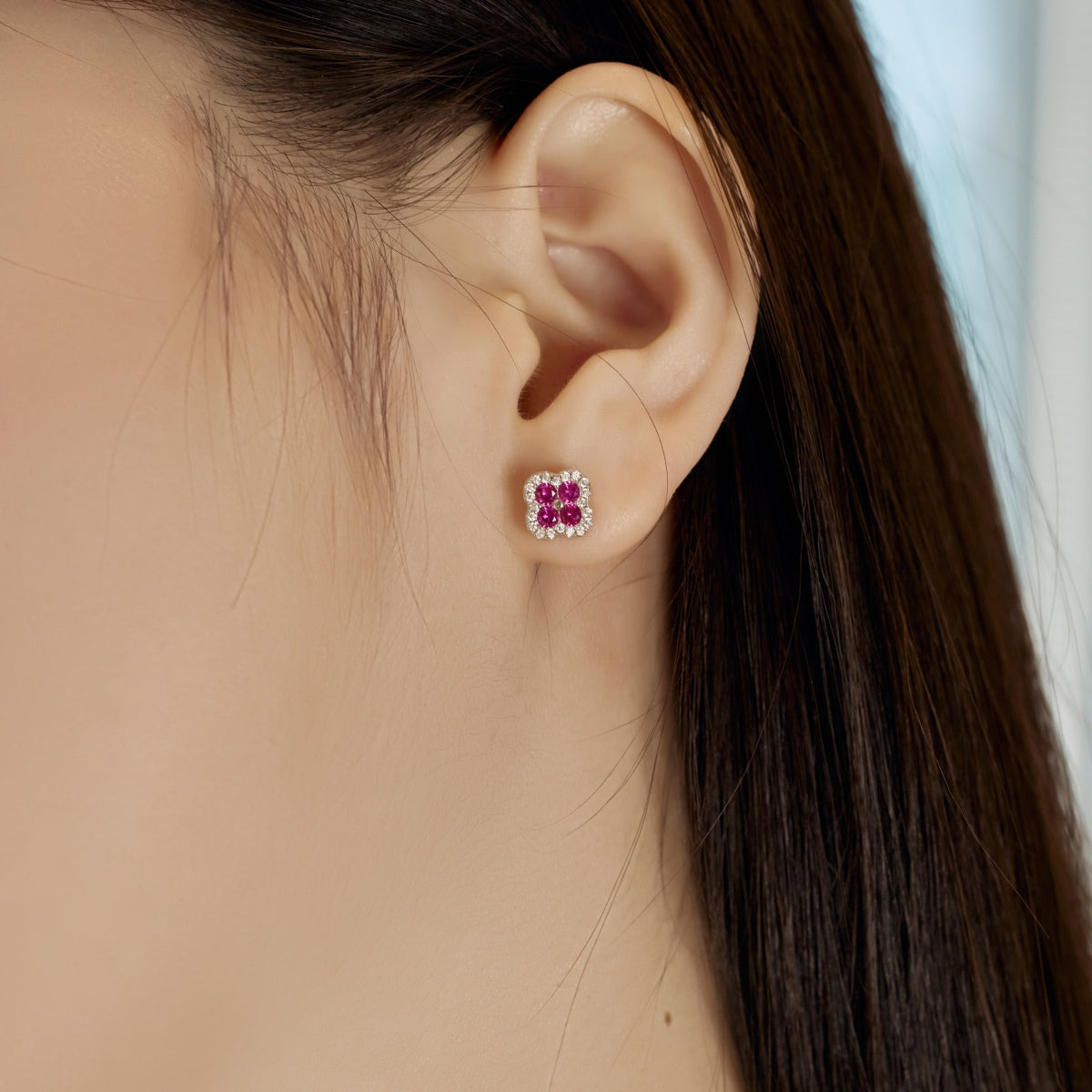 [Charm Aries Jewelry]Four-Leaf Charm Aries Flower Shaped Earrings