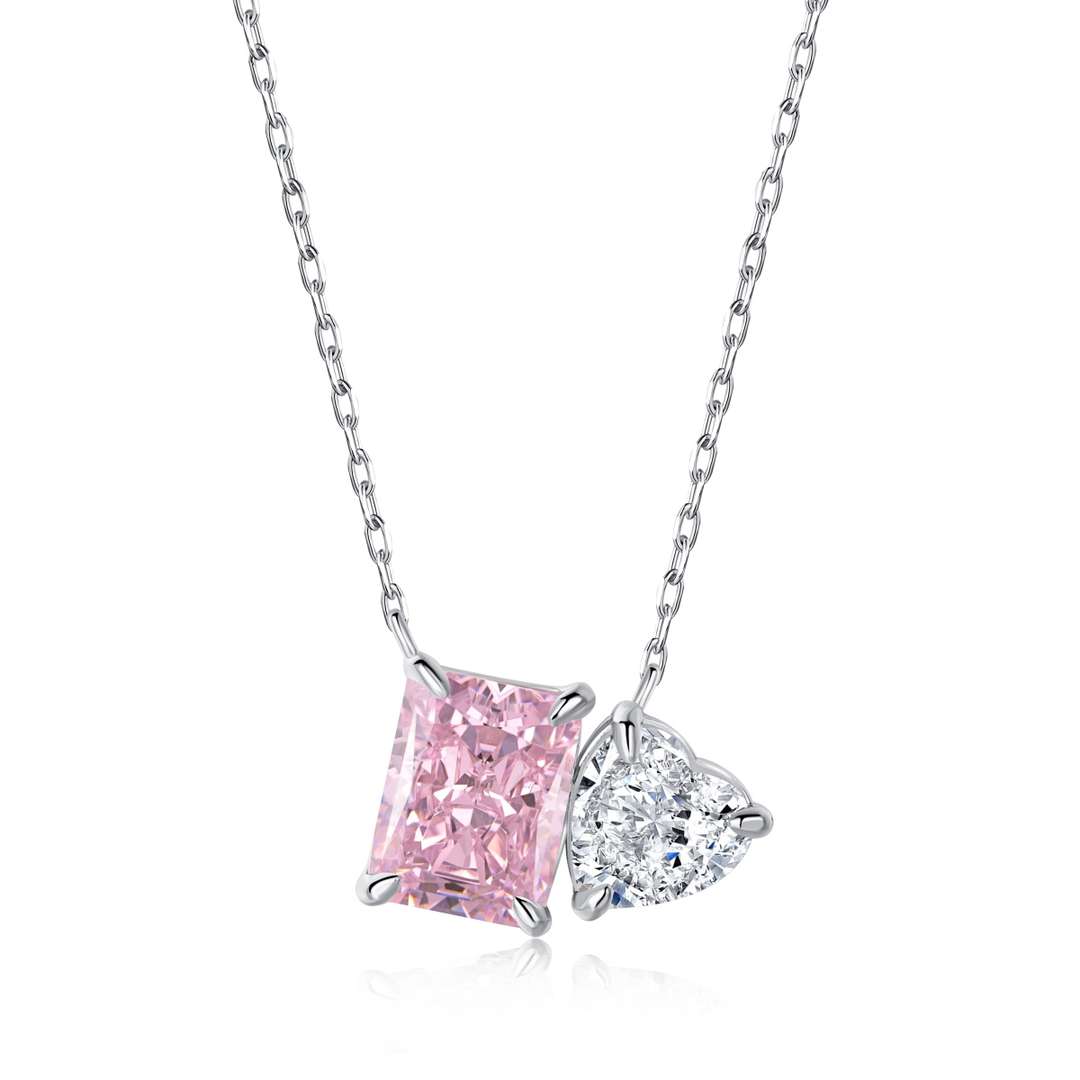 [Charm Aries Jewelry]Dazzling Square & Heart Shape Necklace