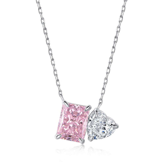 [Charm Aries Jewelry]Dazzling Square & Heart Shape Necklace