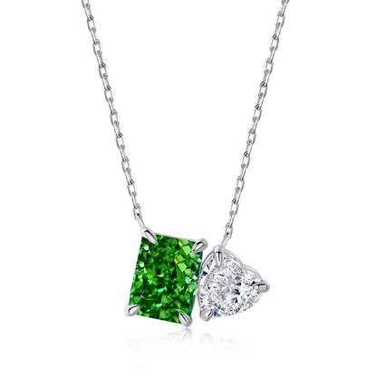 [Charm Aries Jewelry]Dazzling Square & Heart Shape Necklace