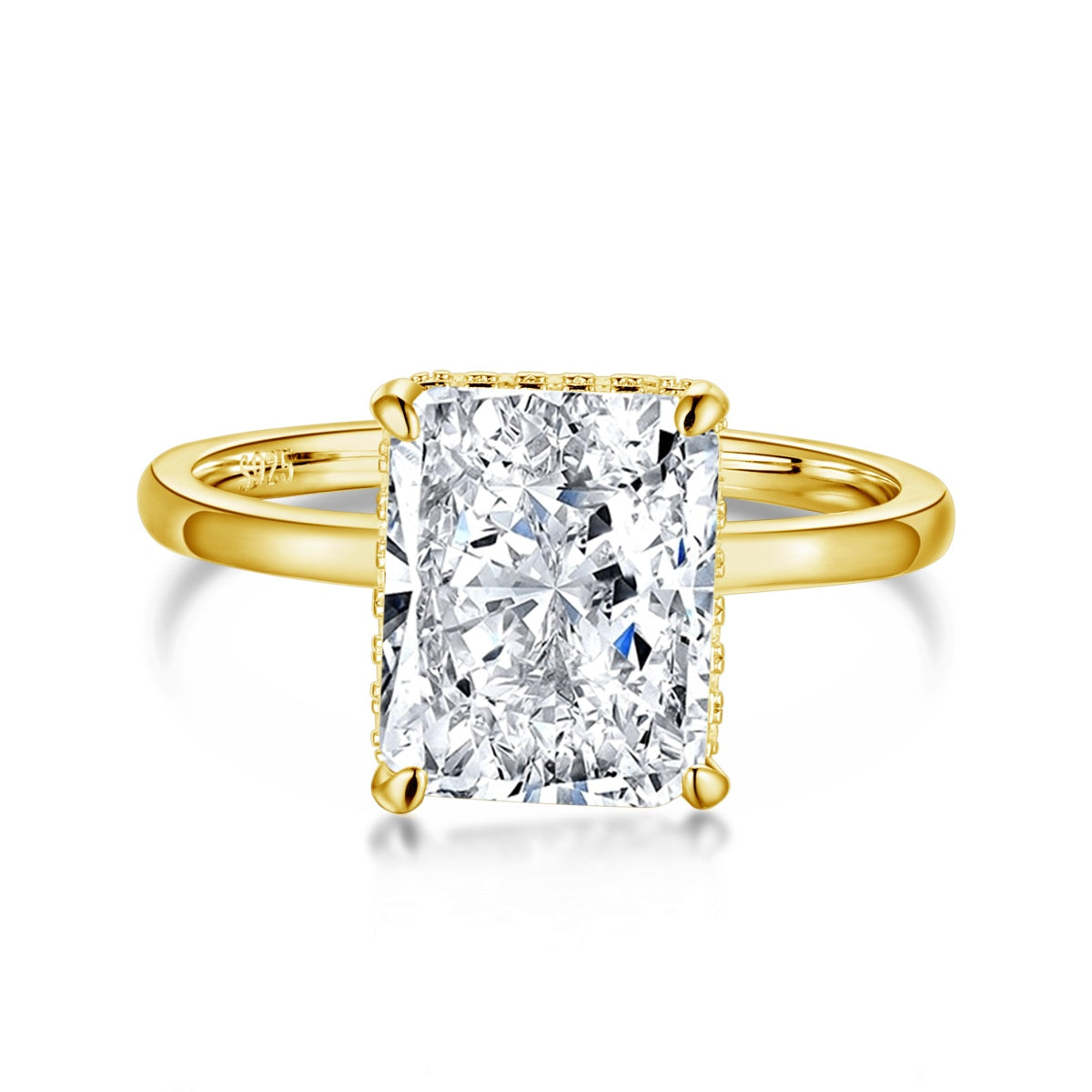 [Charm Aries Jewelry]4.0 Carat Ornate Enchanting Radiand Cut Banquet Ring