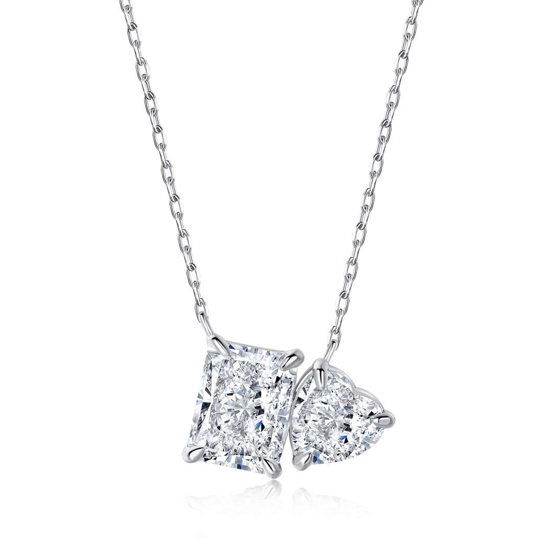 [Charm Aries Jewelry]Dazzling Square & Heart Shape Necklace