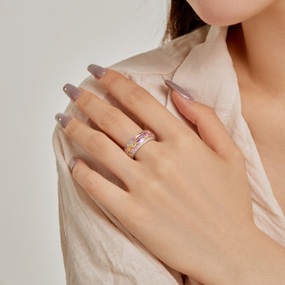[Charm Aries Jewelry]Radiant Colorful Radiant Cut Daily Ring