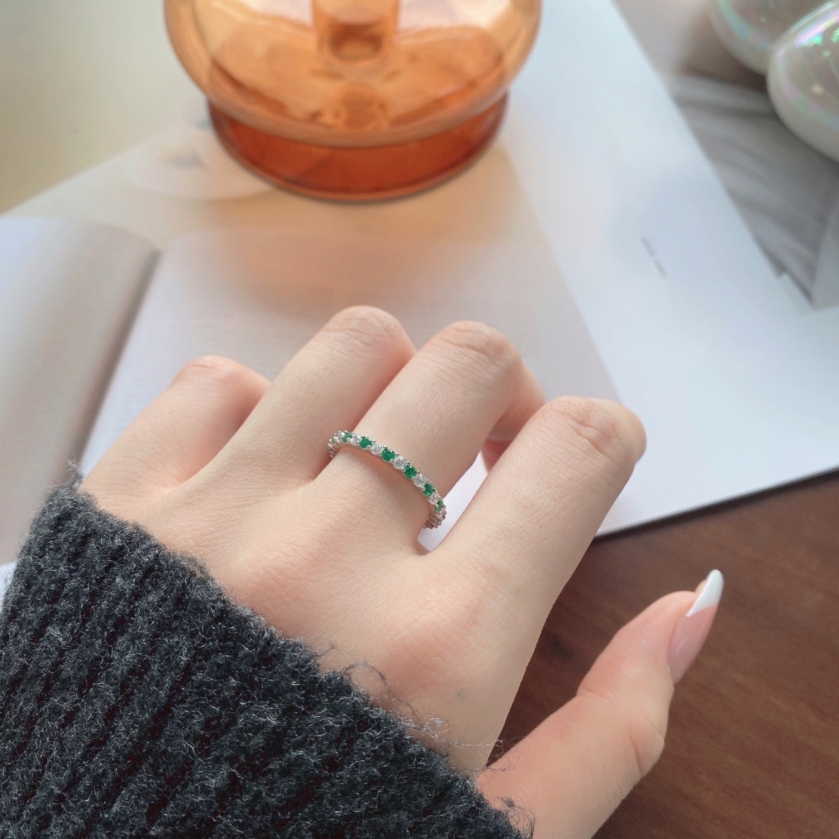 [Charm Aries Jewelry]Exquisite Colorful Round Cut Tennis Ring