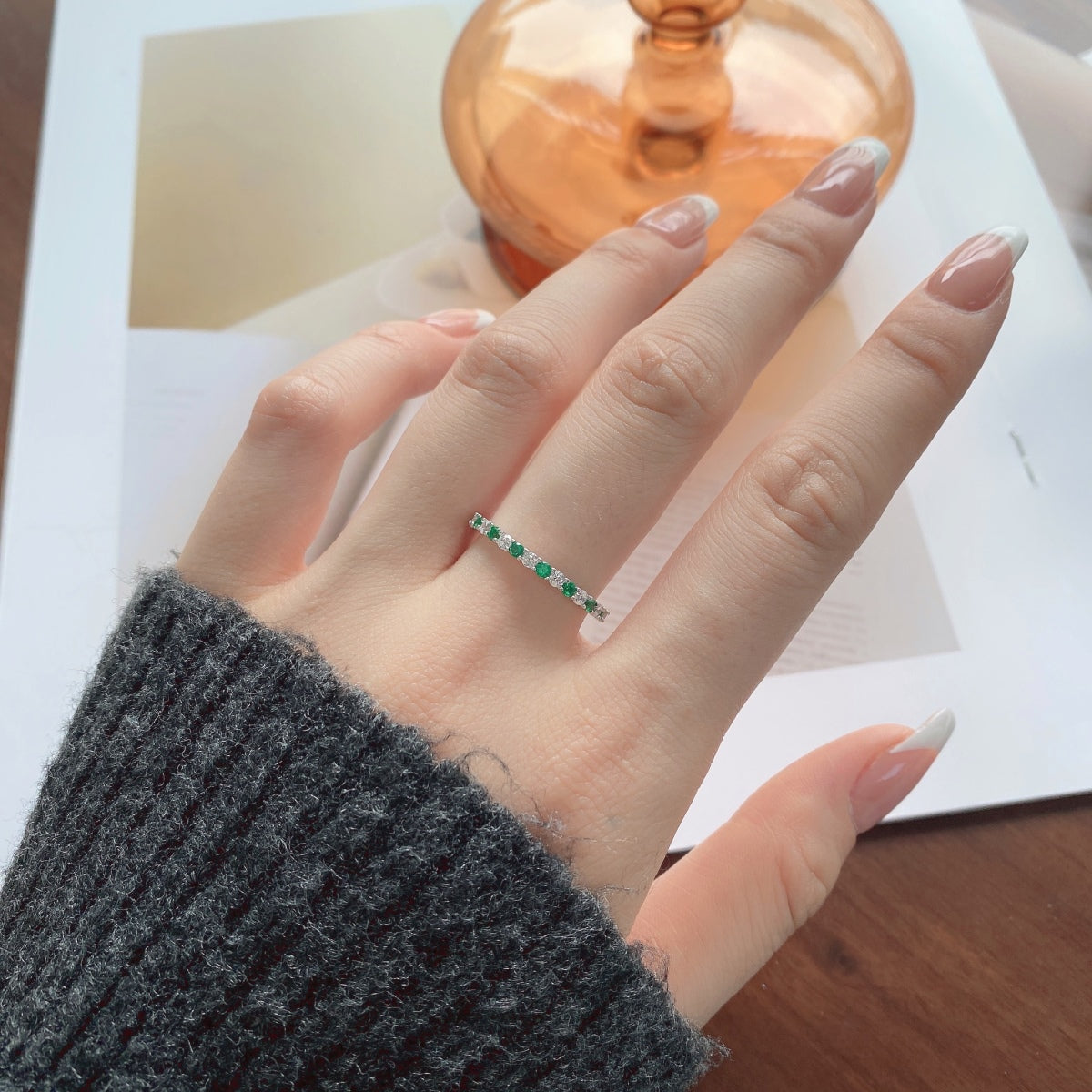 [Charm Aries Jewelry]Exquisite Colorful Round Cut Tennis Ring