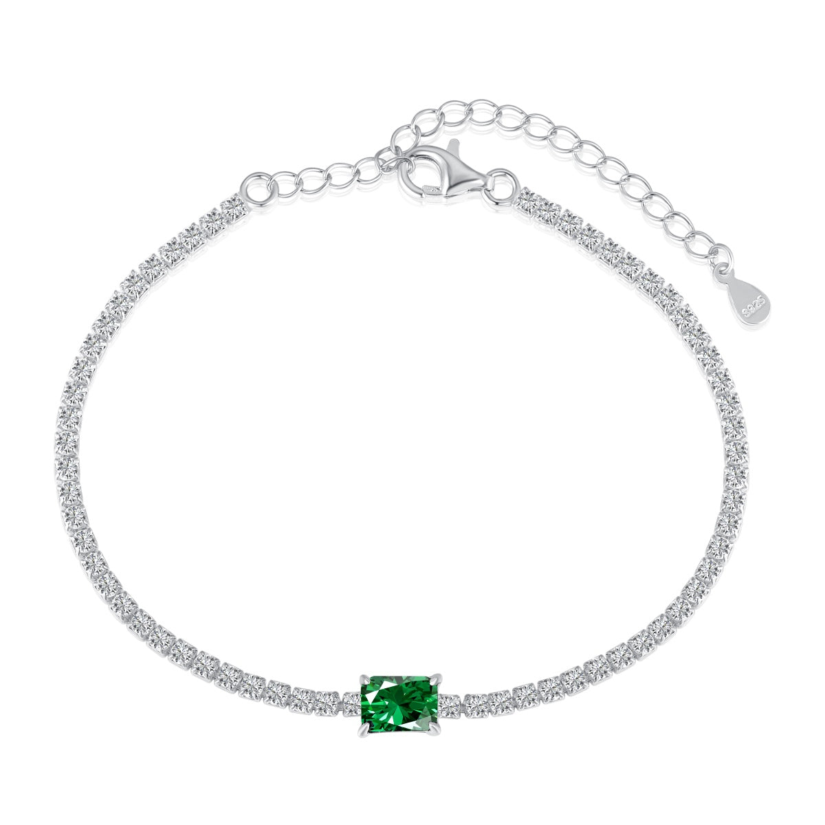 [Charm Aries Jewelry]1.0 Carat Unique Emerald Cut Banquet Bracelet