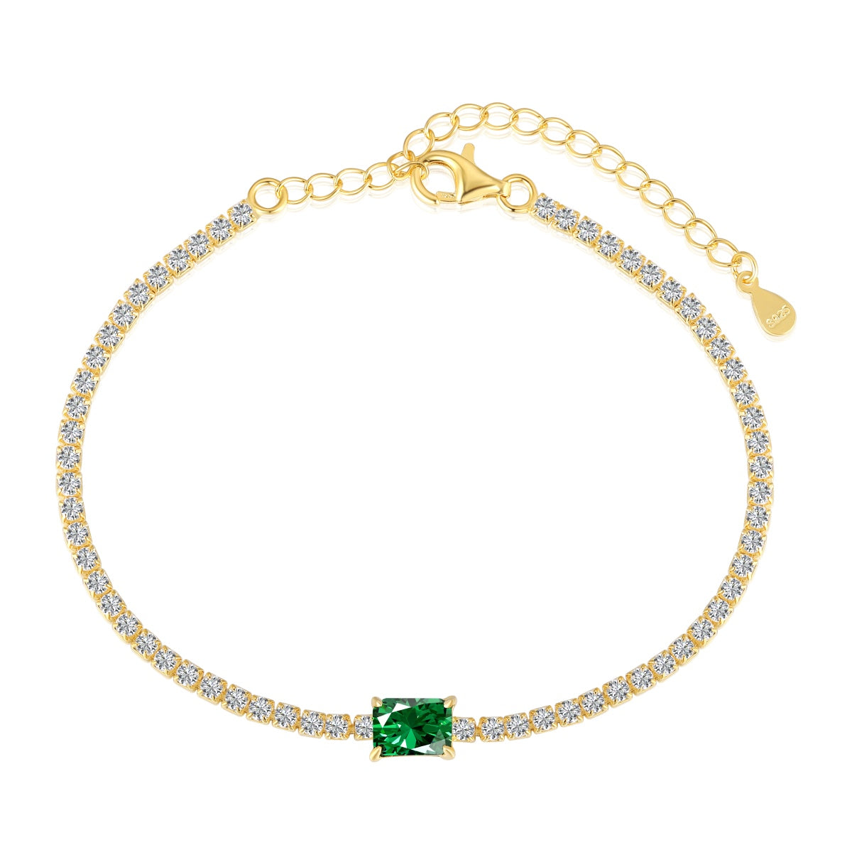 [Charm Aries Jewelry]1.0 Carat Unique Emerald Cut Banquet Bracelet