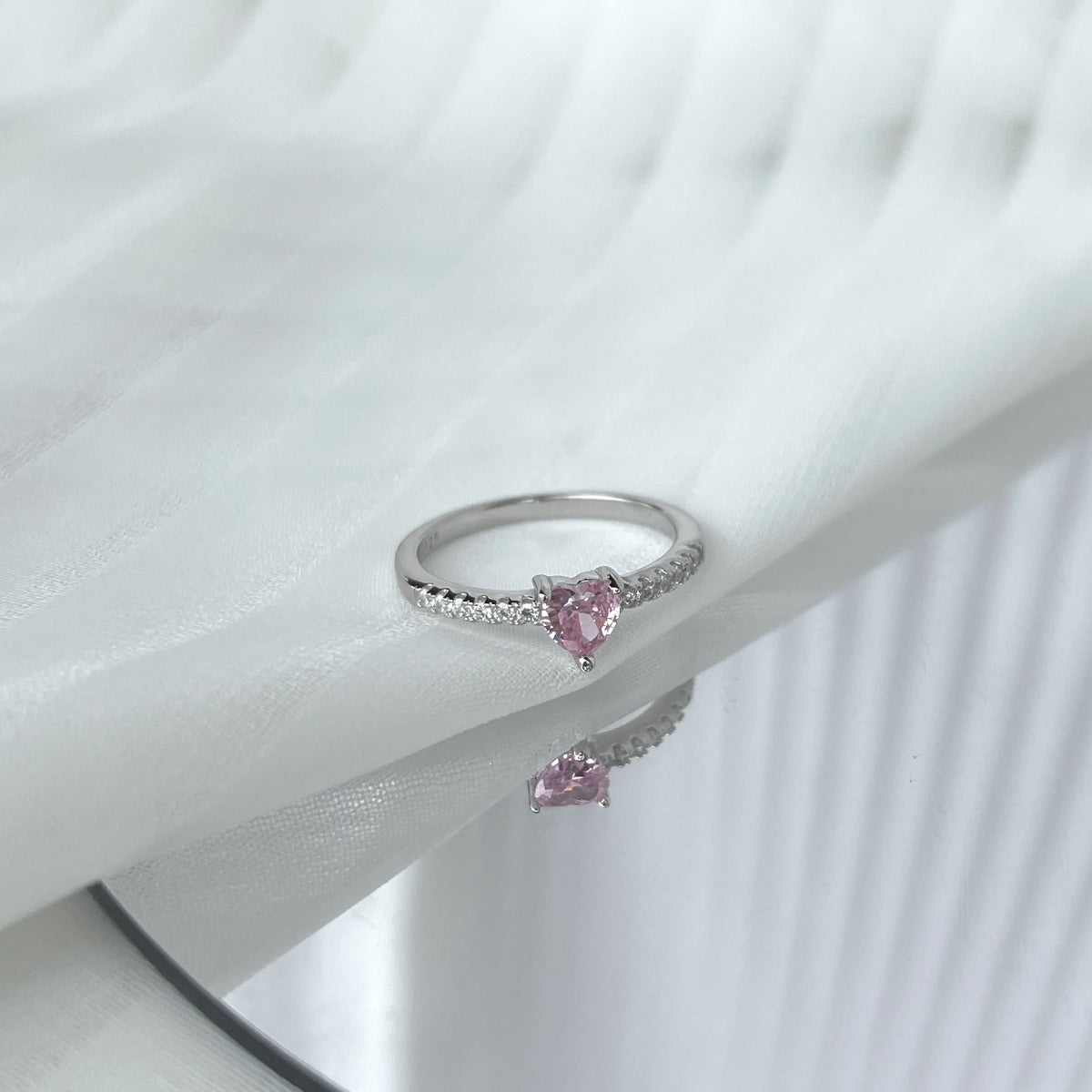 [Charm Aries Jewelry]0.5 Carat CaratEternity Charming Heart Shape Lover Ring