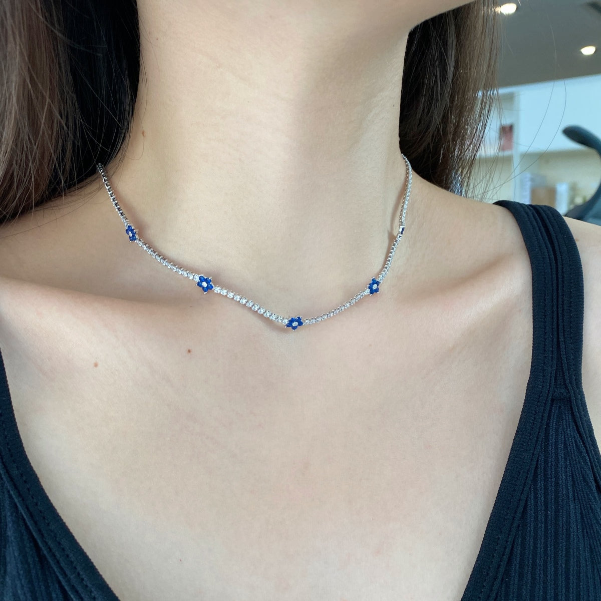 [Charm Aries Jewelry]Luxurious Colorful Flower Tennis Necklace