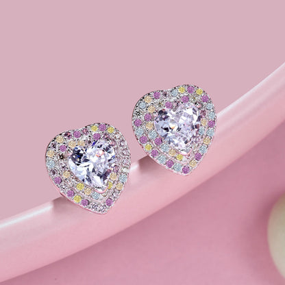 [Charm Aries Jewelry]Dazzling Heart Shape Lover Earrings