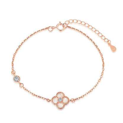[Charm Aries Jewelry]Delicate Four Leaf Charm Aries Bracelet