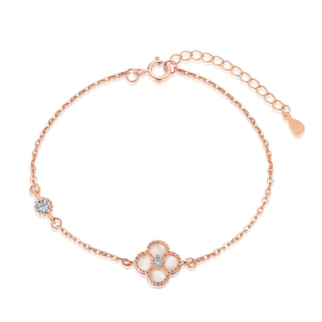 [Charm Aries Jewelry]Delicate Four Leaf Charm Aries Bracelet