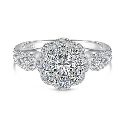 [Charm Aries Jewelry]Delicate Colorful Round Cut Flower Shape Wedding Ring