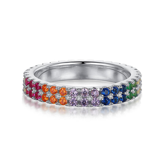 [Charm Aries Jewelry]Unique Colorful Round Cut Tennis Ring