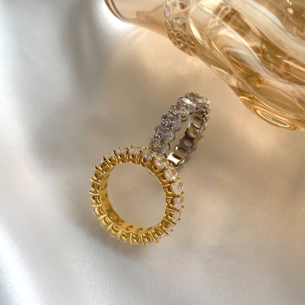 [Charm Aries Jewelry]Ornate Oval Cut Tennis Ring