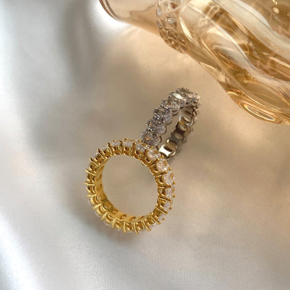 [Charm Aries Jewelry]Ornate Oval Cut Tennis Ring