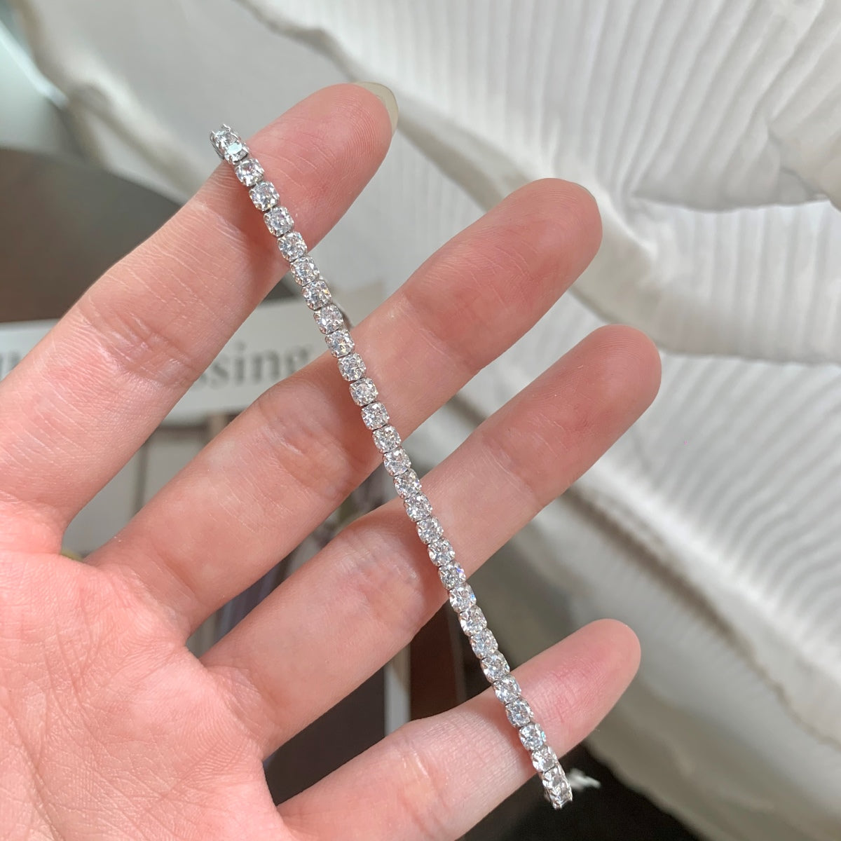 [Charm Aries Jewelry]Sparkling Round Cut Daily Bracelet