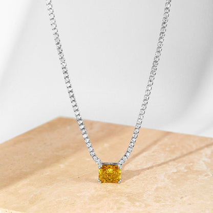 [Charm Aries Jewelry]4.0 Carat Elegant Radiant Cut Necklace
