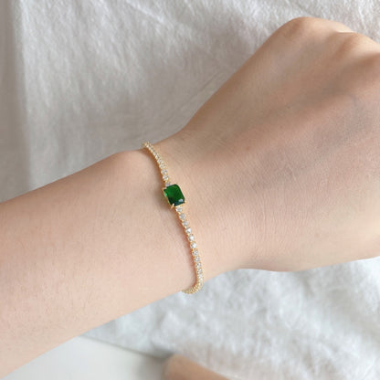[Charm Aries Jewelry]1.0 Carat Unique Emerald Cut Banquet Bracelet