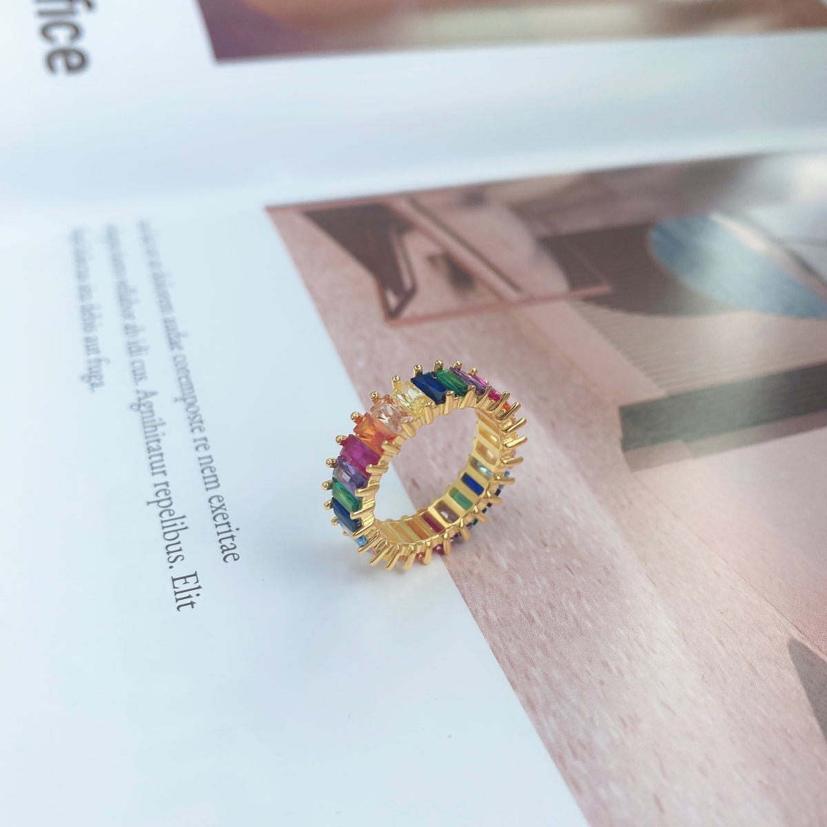 [Charm Aries Jewelry]Unique Colorful Radiant Cut RIng