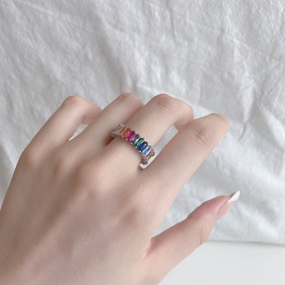 [Charm Aries Jewelry]Unique Colorful Radiant Cut RIng