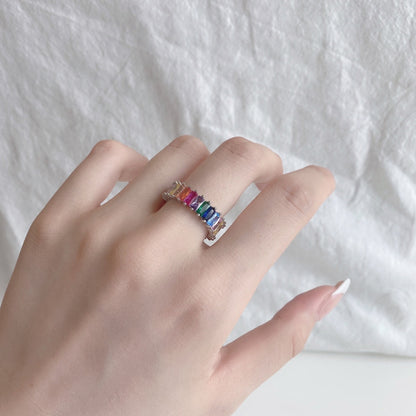 [Charm Aries Jewelry]Unique Colorful Radiant Cut RIng