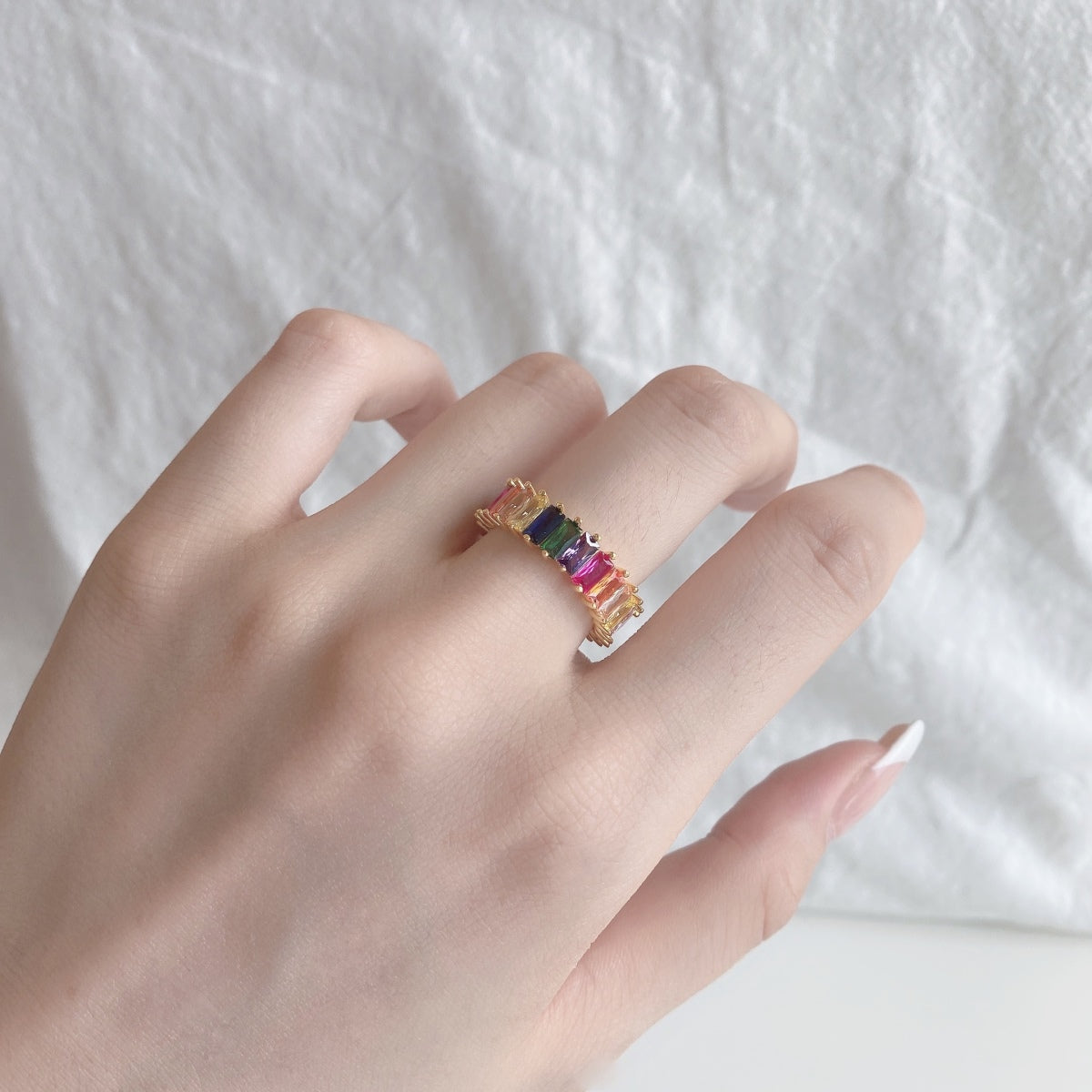 [Charm Aries Jewelry]Unique Colorful Radiant Cut RIng