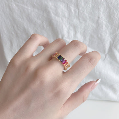 [Charm Aries Jewelry]Unique Colorful Radiant Cut RIng