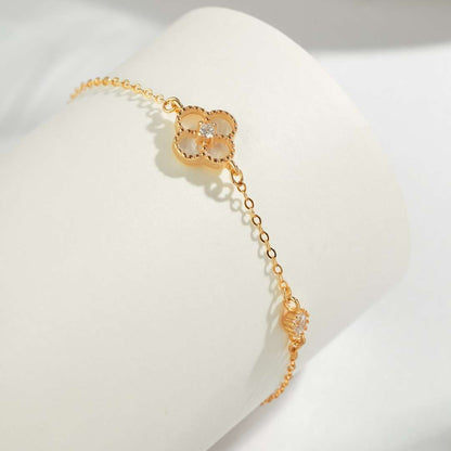 [Charm Aries Jewelry]Delicate Four Leaf Charm Aries Bracelet