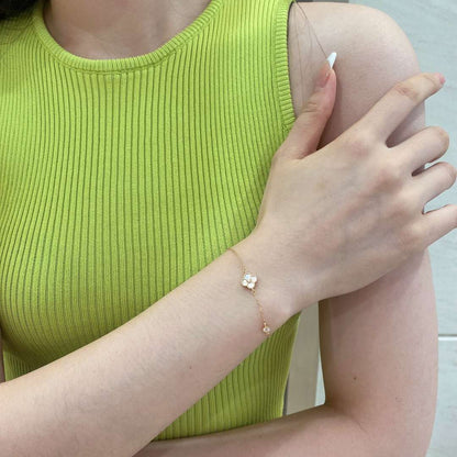[Charm Aries Jewelry]Delicate Four Leaf Charm Aries Bracelet