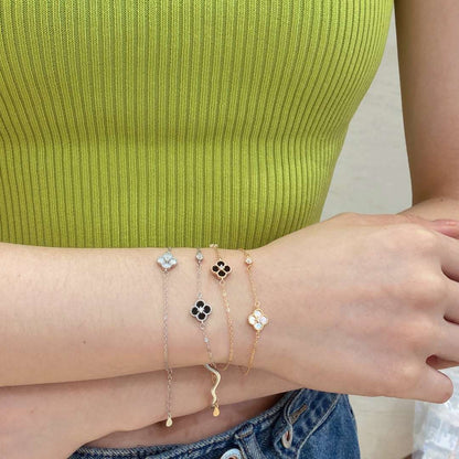 [Charm Aries Jewelry]Delicate Four Leaf Charm Aries Bracelet