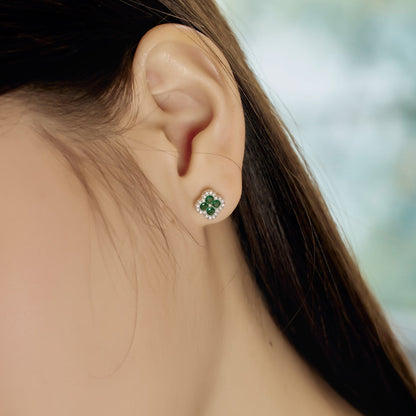 [Charm Aries Jewelry]Four-Leaf Charm Aries Flower Shaped Earrings