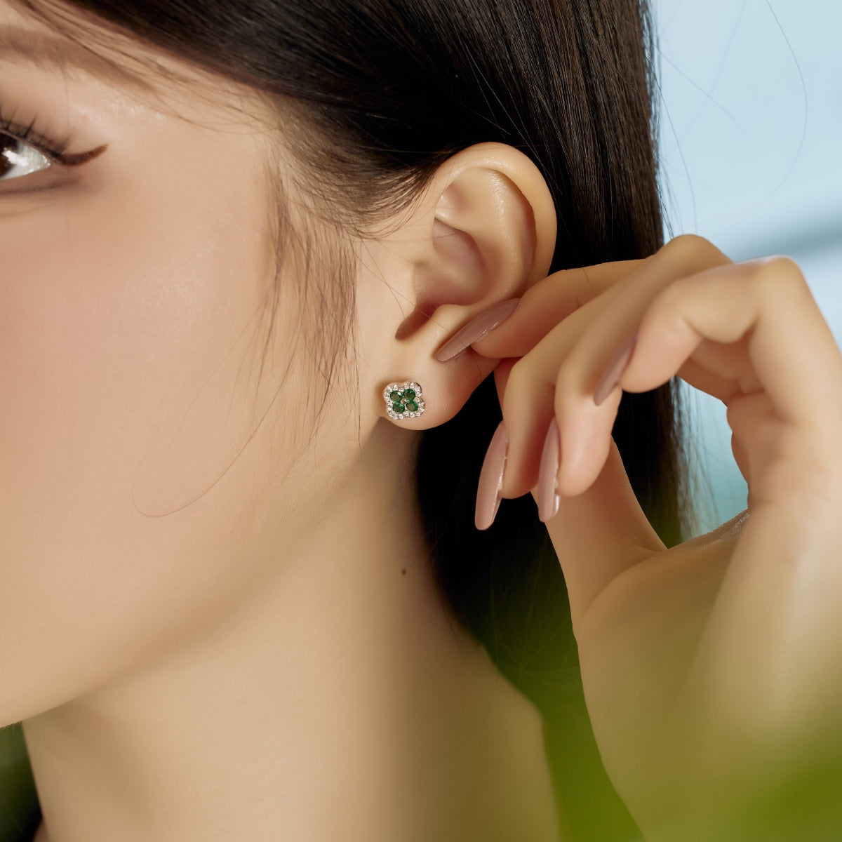 [Charm Aries Jewelry]Four-Leaf Charm Aries Flower Shaped Earrings