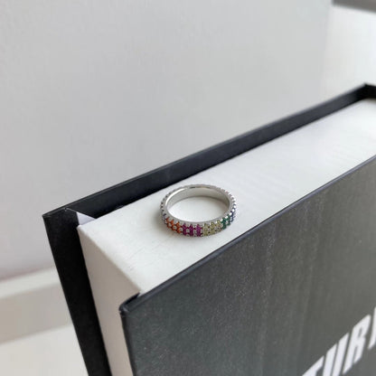 [Charm Aries Jewelry]Unique Colorful Round Cut Tennis Ring